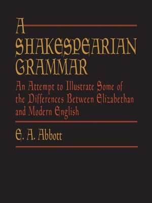 cover image of A Shakespearian Grammar